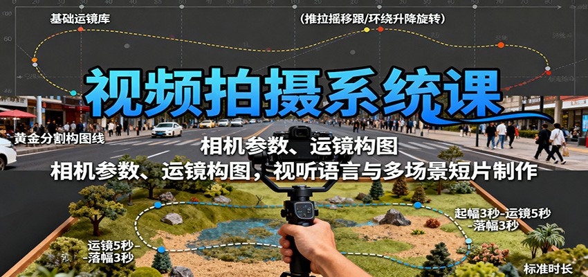 视频拍摄系统课：相机参数、运镜构图，视听语言与多场景短片制作-项目网
