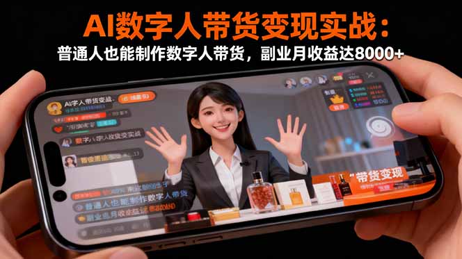 AI数字人带货变现实战：普通人也能制作数字人带货，副业月收益达8000+-项目网