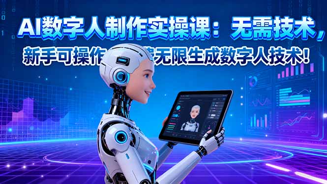 AI数字人制作实操课:无需技术,新手可操作,免费无限生成数字人技术!-项目网