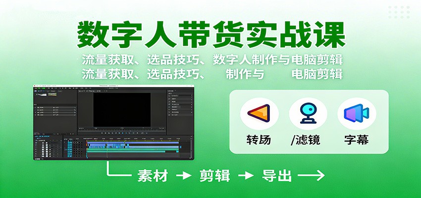数字人变现实战课：流量获取、选品技巧、数字人制作与电脑剪辑-项目网
