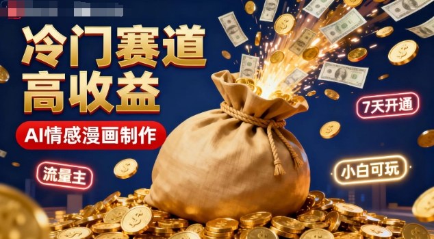 公众号冷门赛道，用AI做情感漫画，7天开通流量主，操作简单，小白可玩-项目网