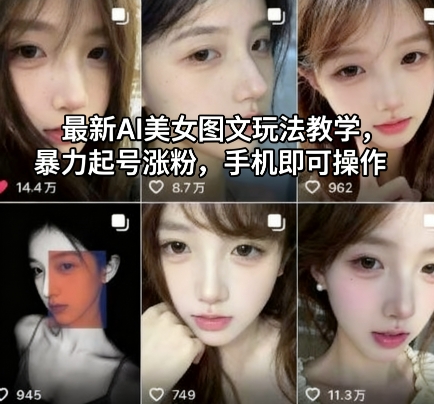 最新AI美女图文玩法教学，暴力起号涨粉，手机即可操作-项目网