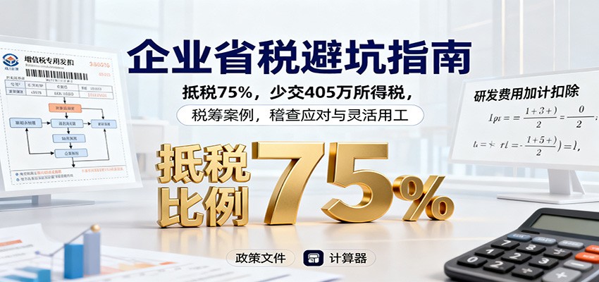 企业省税避坑指南：抵税75%，少交405万所得税，税筹案例，稽查应对与灵活用工-项目网
