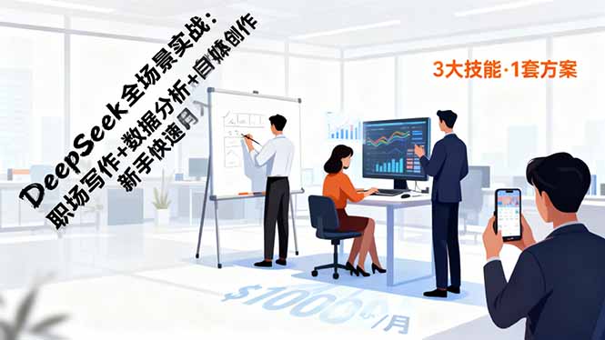 DeepSeek全场景实战：职场写作+数据分析+自媒体创作，新手快速月入过万-项目网