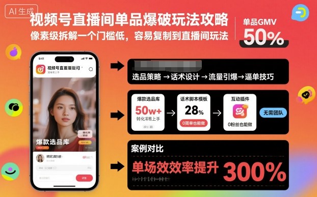 视频号直播间单品爆破玩法攻略，像素级拆解一个门槛低，容易复制到直播间玩法-项目网