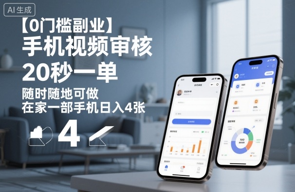 【0门槛副业】手机视频审核，20秒一单，随时随地可做，在家一部手机日入4张【揭秘】-项目网