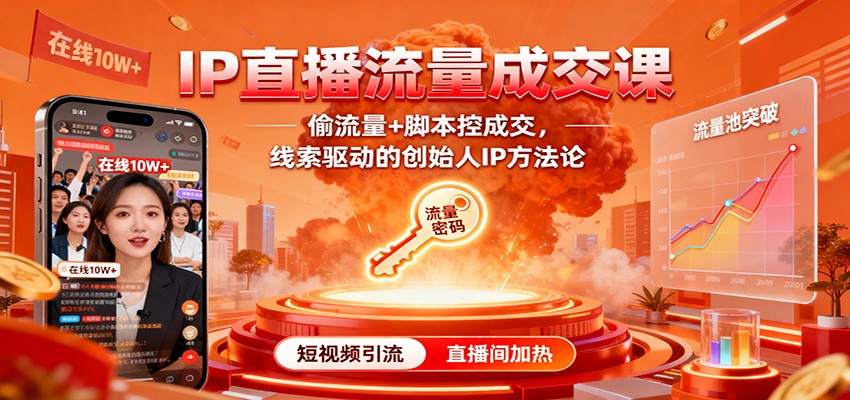 IP直播流量成交课：偷流量+脚本控成交，线索驱动的创始人IP方法论-项目网