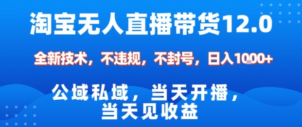 淘宝无人直播12.0，公域私域技术，不封号，不违规布局双十一流量风口，日入1k(独家技术)【揭秘】-项目网