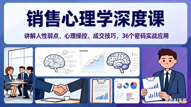 销售心理学深度课，讲解人性弱点、心理操控、成交技巧，36个密码实战应用-项目网