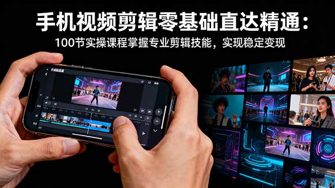 手机视频剪辑零基础直达精通：100节实操课程掌握专业剪辑技能，实现稳...-项目网