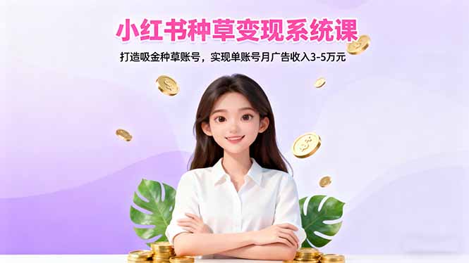 小红书种草变现系统课：打造吸金种草账号，实现单账号月广告收入3-5万元-项目网