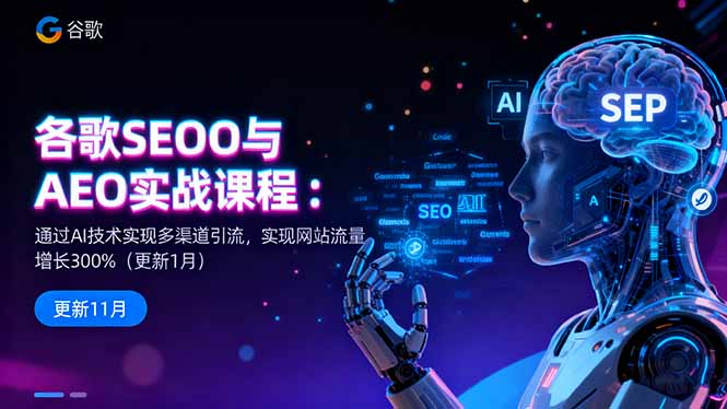 谷歌SEO与AEO实战课程：通过AI技术实现多渠道引流，实现网站流量增长300%-项目网
