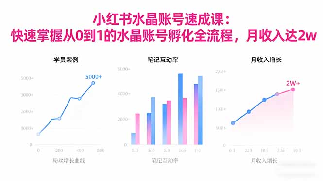 2025小红书水晶账号速成课：快速掌握从0-1水晶账号孵化全流程，月收入达2w-项目网