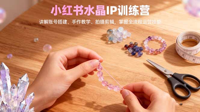 小红书水晶IP训练营，讲解账号搭建、手作教学、拍摄剪辑，全流程运营技能-项目网