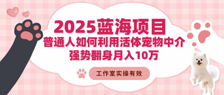 2025蓝海项目：普通人如何利用活体宠物中介，强势翻身月入10万-项目网