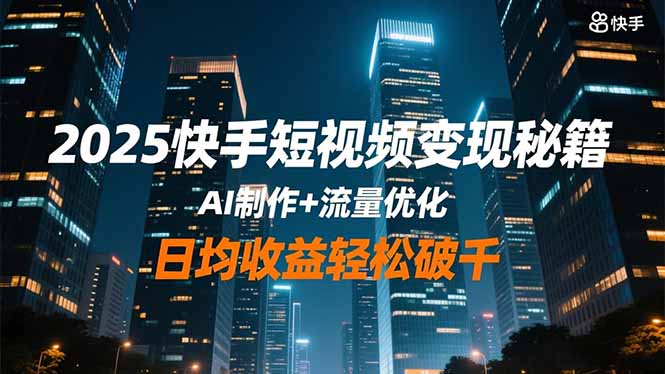 2025快手短视频变现秘籍，AI制作+流量优化，日均收益轻松破千-项目网
