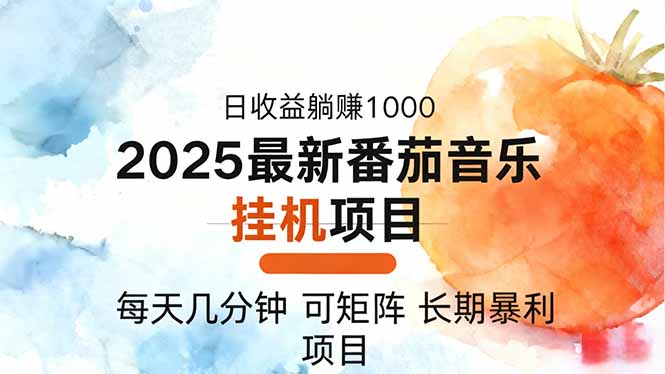 2025年最新番茄音乐人挂机项目，每天几分钟，月入1000＋，可矩阵，一台...-项目网