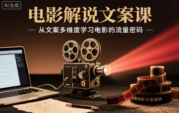 电影解说文案课，从文案多维度学习电影的流量密码-项目网