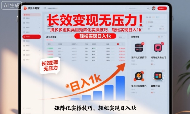 长效变现无压力！拼多多虚拟类目矩阵化实操技巧，轻松实现日入1k【揭秘】-项目网