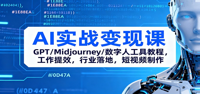 AI实战变现课：GPT/Midjourney/数字人工具教程，工作提效，行业落地，短视频制作-项目网