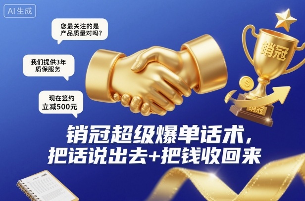 销冠超级爆单话术，把话说出去+把钱收回来-项目网