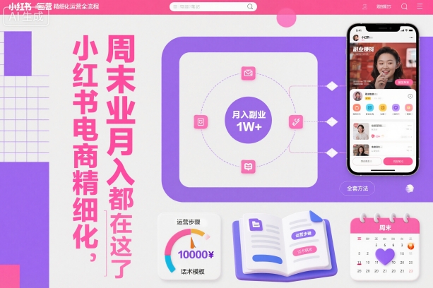 小红书电商精细化运营全流程，周末副业月入1W+，全套方法都在这了-项目网