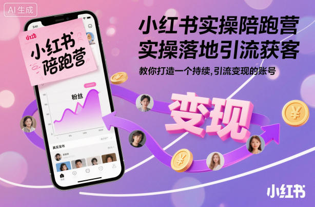 小红书实操陪跑营，实操落地引流获客，教你打造一个持续引流变现的账号-项目网