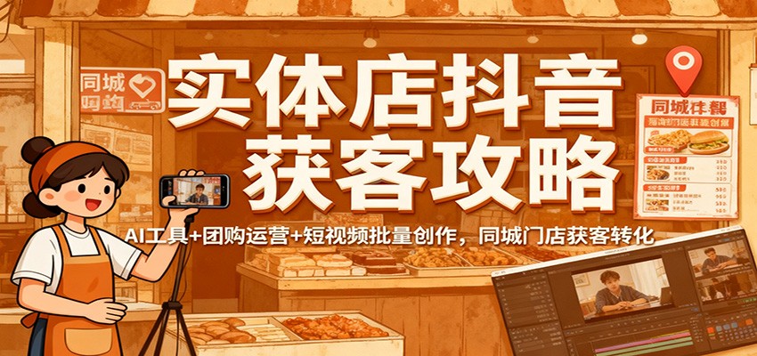 实体店抖音获客攻略：AI工具+团购运营+短视频批量创作，同城门店获客转化-项目网