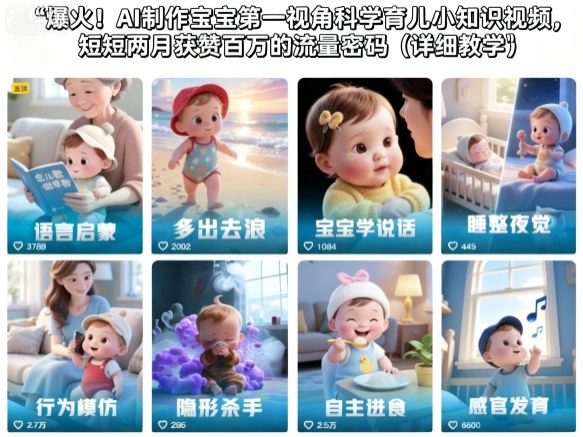 爆火！AI制作宝宝第一视角科学育儿小知识视频，短短两月获赞百万的流量密码(详细教学)-项目网