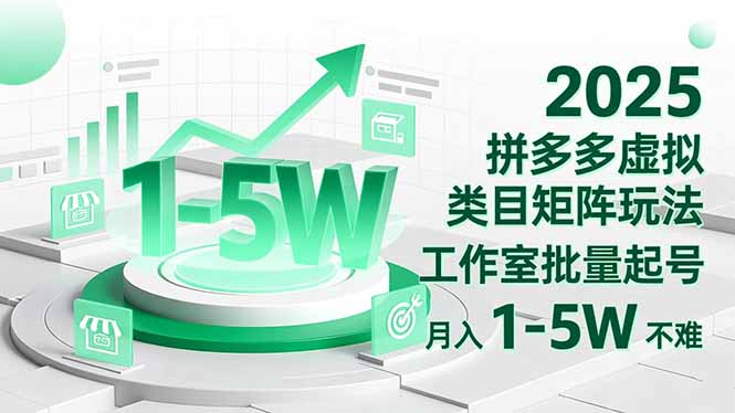 2025 拼多多虚拟类目矩阵玩法，工作室批量起号，月入 1-5W 不难-项目网