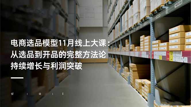 电商选品模型11月线上大课：从选品到开品的完整方法论 持续增长与利润突破-项目网