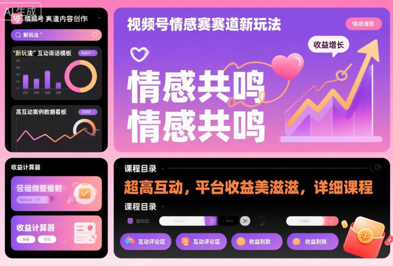 视频号情感赛道新玩法，超高互动，平台收益美滋滋，详细课程-项目网