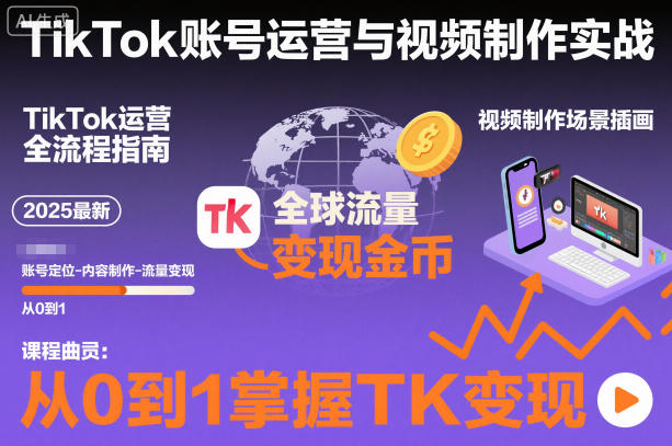 2025最新TikTok账号运营与视频制作实战全流程，从0到1掌握TK变现(含11月最新TK搬运技术)-项目网