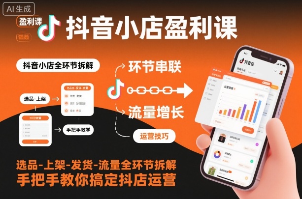 抖音小店盈利课-选品-上架-发货-流量全环节拆解，手把手教你搞定抖店运营-项目网