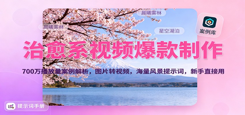 治愈系视频爆款制作，700万播放量案例解析，图片转视频，海量风景提示词，新手直接用-项目网