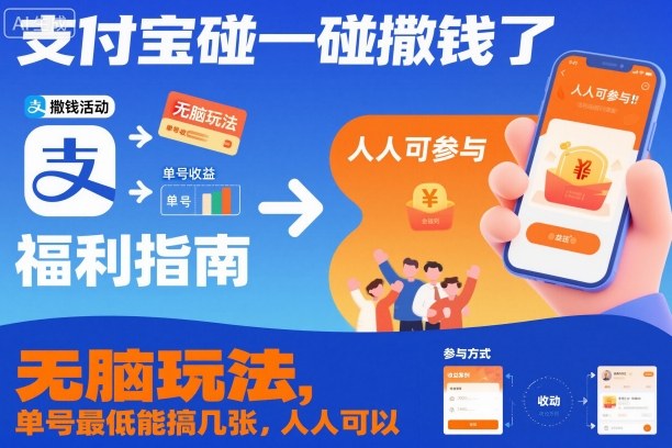 支付宝碰一碰撒钱了，无脑玩法，单号最低能搞几张，人人可以撸【揭秘】-项目网