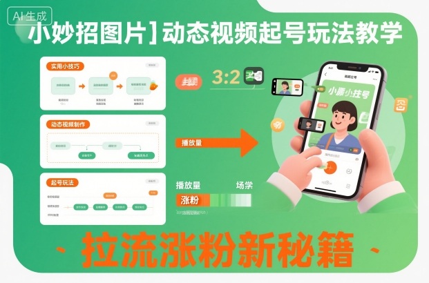 小妙招图片＋动态视频起号玩法教学，拉流涨粉新秘籍-项目网