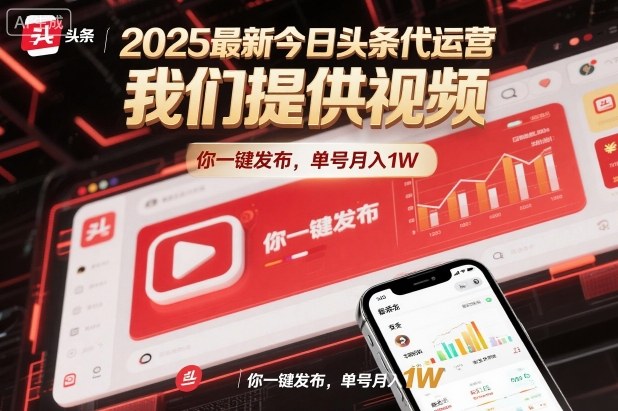 2025最新今日头条代运营，我们提供视频，你一键发布，单号月入1W【揭秘】-项目网