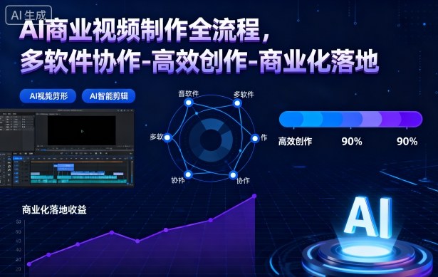 AI商业视频制作全流程，多软件协作-高效创作-商业化落地-项目网