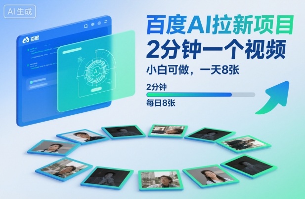 百度AI拉新项目，2分钟一个视频，小白可做，一天8张【附案例+保姆级教程】-项目网
