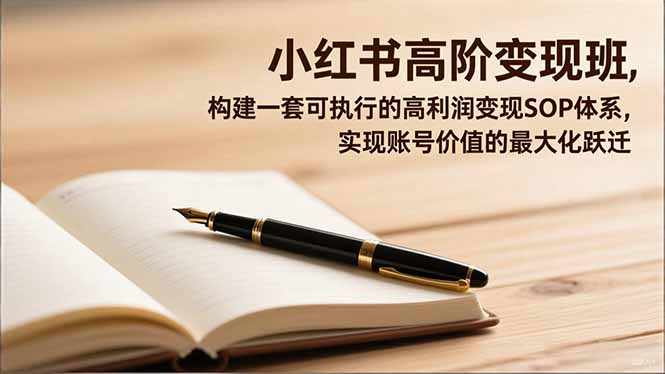 小红书高阶变现班，构建一套可执行的高利润变现SOP体系，实现账号价值的最大化跃迁-项目网