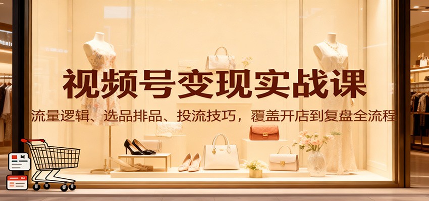视频号变现实战课：流量逻辑、选品排品、投流技巧，覆盖开店到复盘全流程-项目网