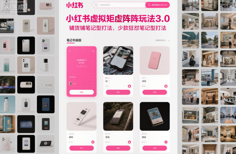 小红书虚拟矩阵玩法3.0，铺货铺笔记型打法，少款狂怼笔记型打法-项目网