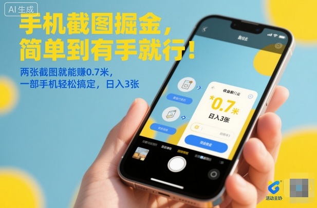 手机截图掘金，简单到有手就行！两张截图就能賺0.7米，一部手机轻松搞定，日入3张【揭秘】-项目网