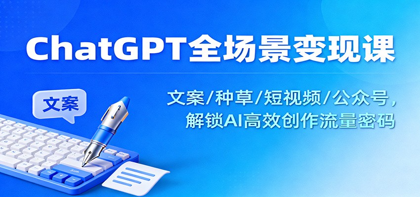 ChatGPT全场景变现课：文案/种草/短视频/公众号，解锁AI高效创作流量密码-项目网