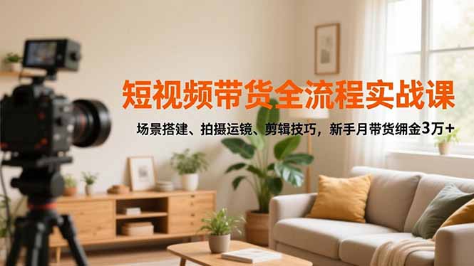 短视频带货全流程实战课，场景搭建、拍摄运镜、剪辑技巧，新手月带货佣金3万+-项目网