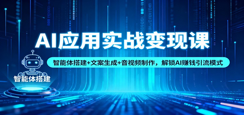 AI应用实战变现课：智能体搭建+文案生成+音视频制作，解锁AI赚钱引流模式-项目网