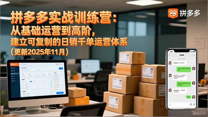 拼多多实战训练营：从基础运营到高阶，建立可复制的日销千单运营体系(更新11月-项目网