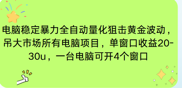 电脑EA策略挂机项目单窗口收益20-30u，单电脑可挂5-10个窗口收益稳健4位数-项目网