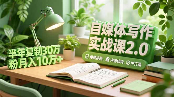 自媒体写作实战课2.0，爆款标题、内容结构、IP打造，半年复制30万粉月入10万+-项目网